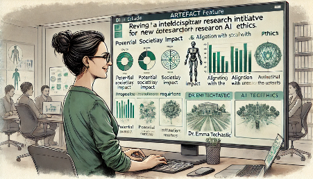 AI generated image of Dr Emma Techtastic - using AI to generate an infographic.